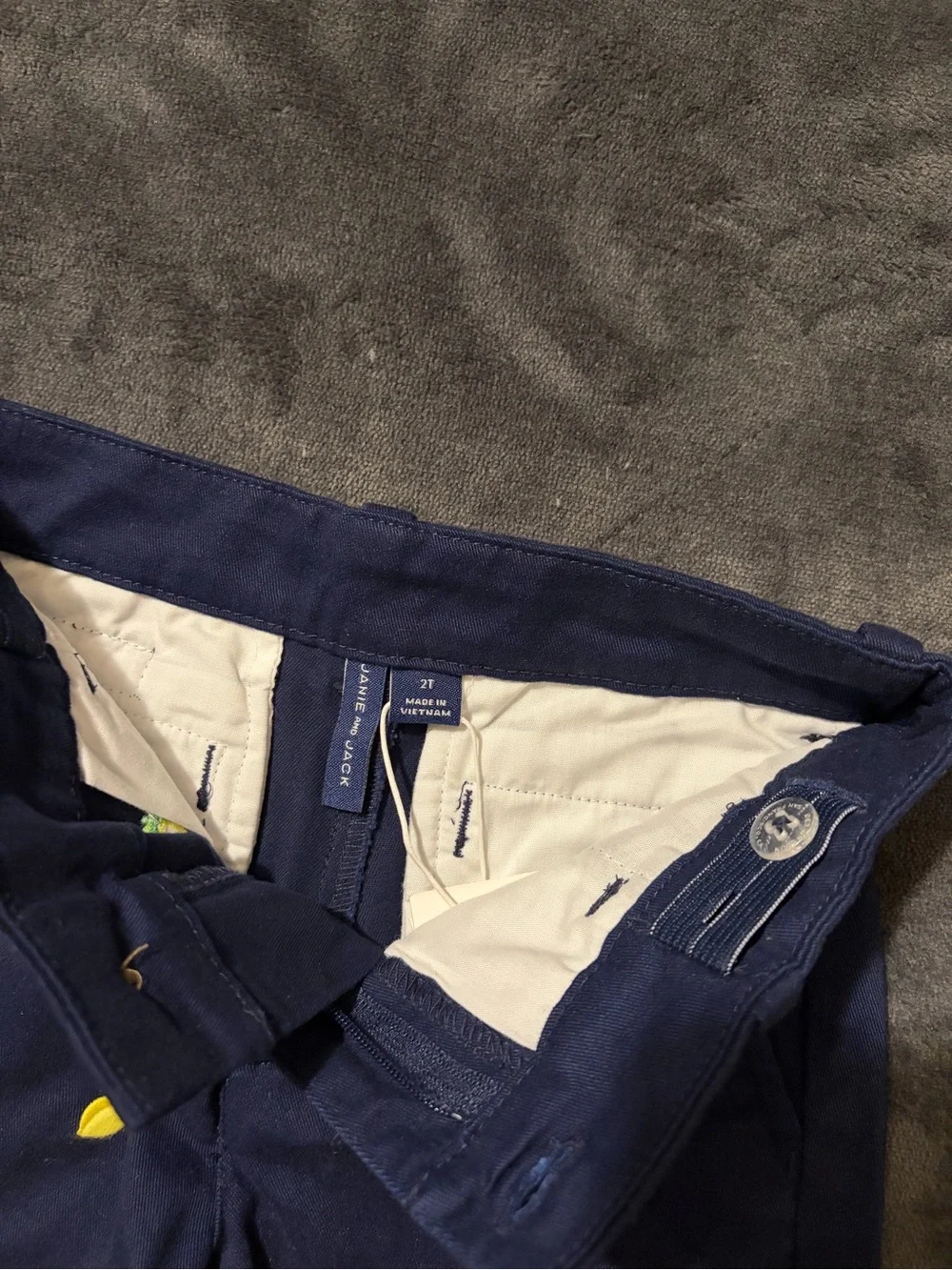 Janie and Jack boys Navy Shorts with Yellow Lemon Embroidery -2T